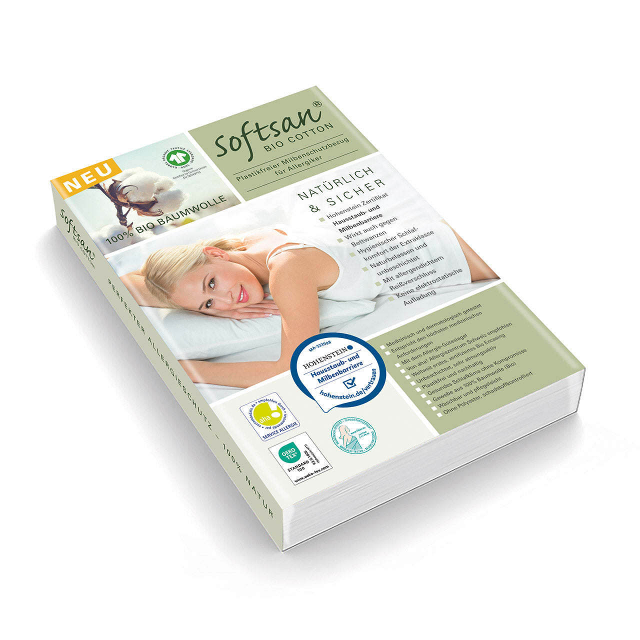 Softsan® Encasing für Matratzen aus Bio Baumwolle | Schutzbezug für Allergiker