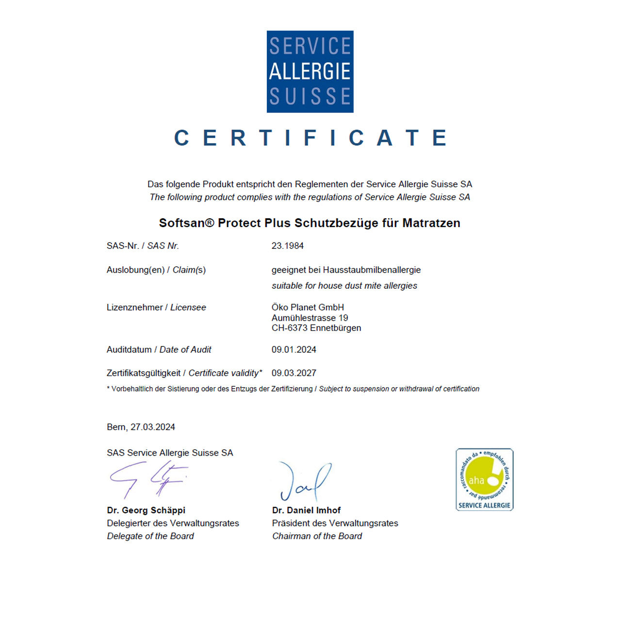 Softsan® Allergiker Matratzenbezug | Anti Milben Encasing Maßanfertigung